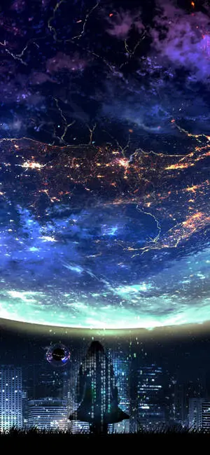 4K Anime IPhone Cosmic City Sky