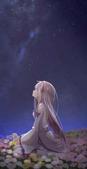 4K Anime IPhone Lady On Flower Garden