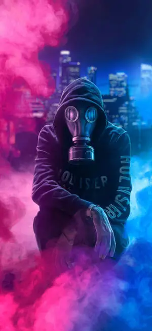 4K Anime IPhone Mysterious Man with Gas Mask