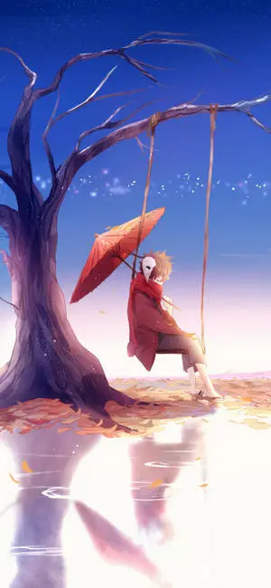 4K Anime IPhone Swing Boy With Umbrella