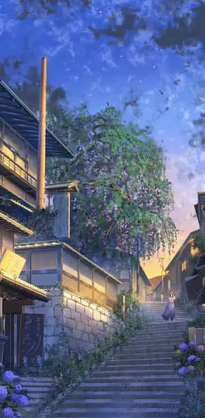 Concrete Stairs Aesthetic Anime Background