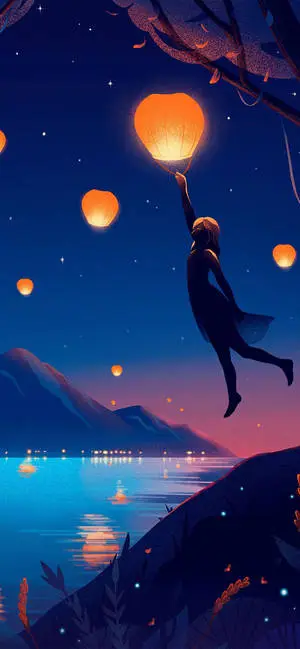 Aesthetic Girl Holding Lantern For IPhone