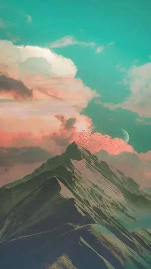 Aesthetic iPhone X Mountain Painting