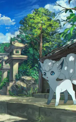 Alolan Vulpix Illustration With Trees