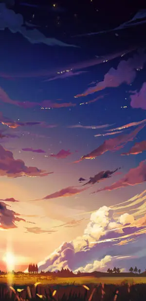 Anime Cloudy Sky Illustration iPhone