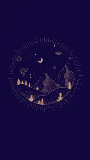 Beautiful IPhone Thin Mountain Line Art