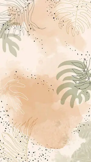 Beige Aesthetic Phone With Different Leaves