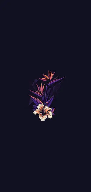 Black AMOLED With Hibiscus Flower
