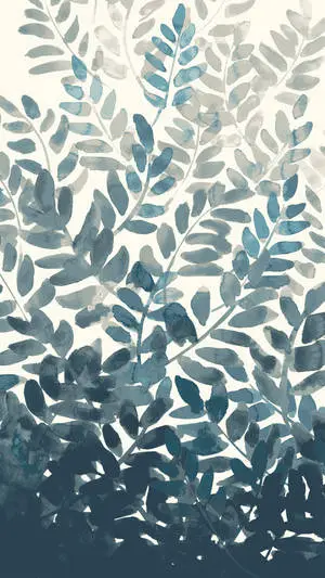 Blue Watercolor Plants Boho iPhone