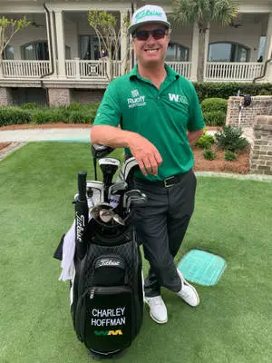 Charley Hoffman Posing With Golf Bag