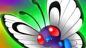 Close-Up Butterfree Glowing Green Backdrop