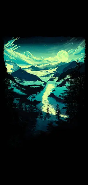 Cool iPhone 11 Blue Aesthetic Forest Art