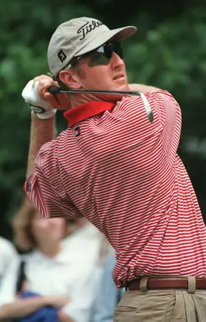 David Duval In Red Striped Shirt