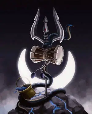 Digital Painting Trishul Adornments