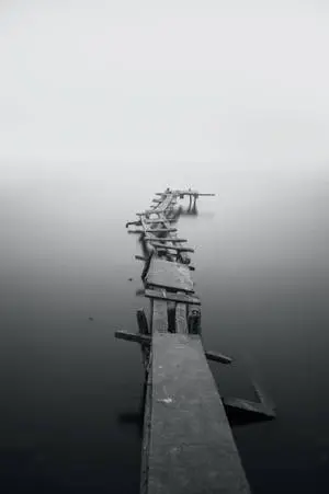 Dock Foggy Lake iPhone Dark