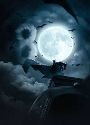 Full Moon Behind Batman Arham Knight iPhone