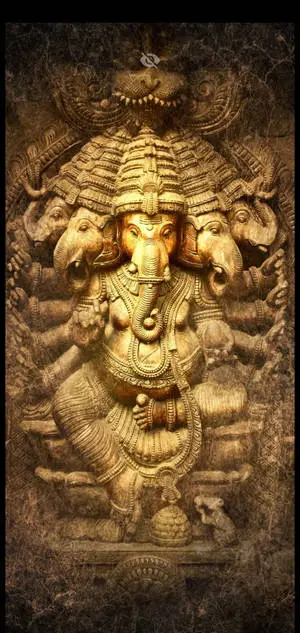 Ganesh Wall Carving IPhone