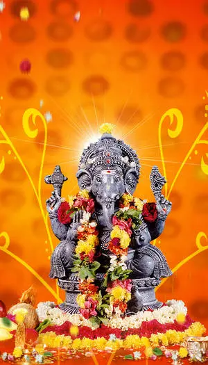 Ganesh With Flower Garlands IPhone