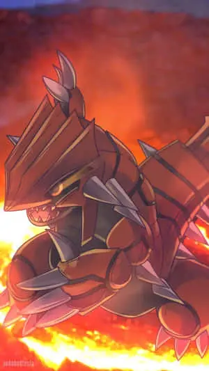 Legendary Groudon Outlined by Fire