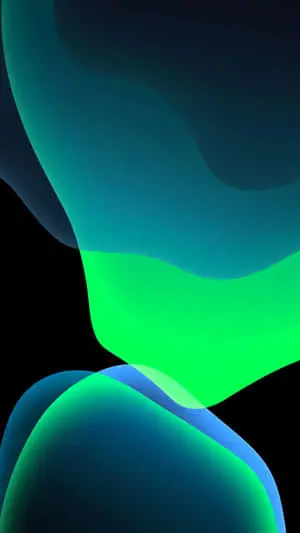 An iOS 14 background featuring a colorful abstract pattern.