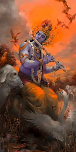 Krishna Iphone Playing For Animals
