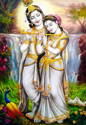 Krishna Ji And Radha In Forest 