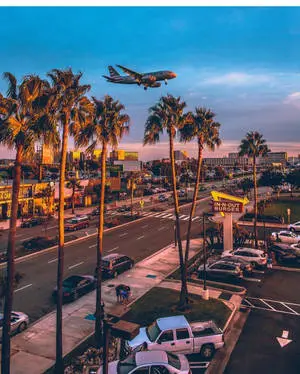 Sunset over Los Angeles International Airport (LAX) 