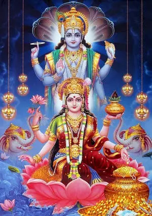 Laxmi Narayan With Golden Candles