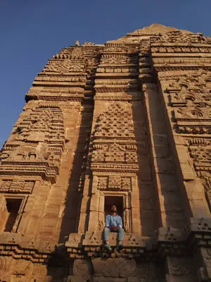 Man Sitting Hindu Temple