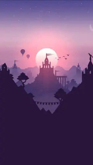 a silhouette of a city at sunset
