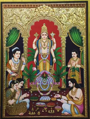 Satyanarayana Swamy Tanjore Painting