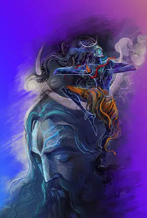 Shiva iPhone Painting On Purple Background