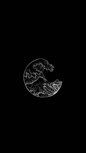 The Great Wave Logo In Solid Black