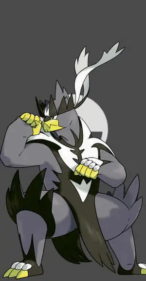 Majestic Urshifu Poised for Battle on a Grey Background