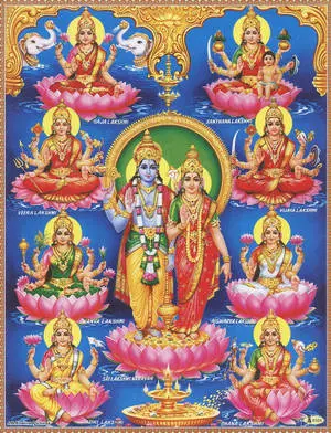 Divine Union of Vishnu and Ashta Lakshmi