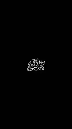 Elegant Black Rose Sketch on White Background for iPhone