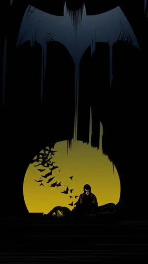 Yellow Moon On Batman Dark iPhone