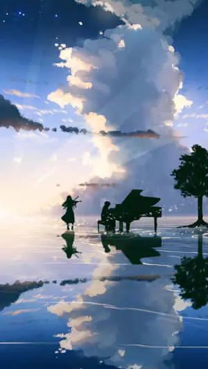 Your Lie In April Iphone Kaori Violin Silhouette Pictures